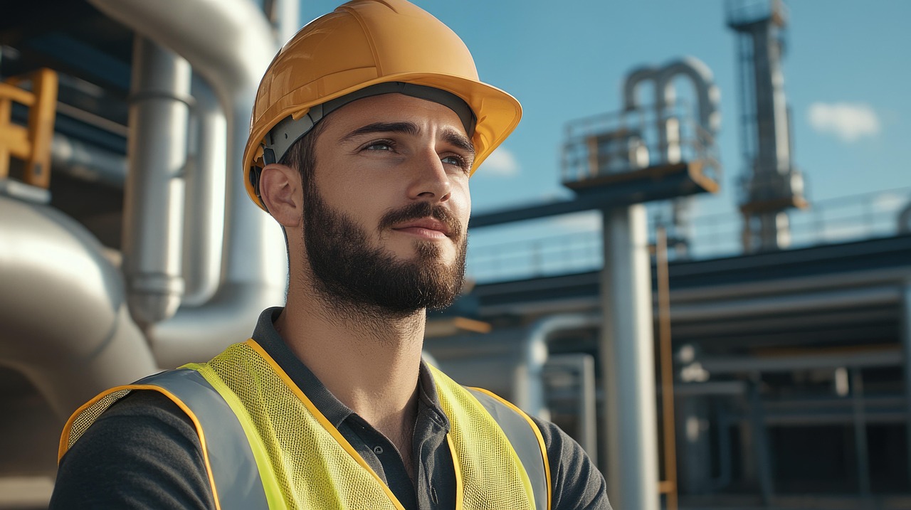 Construction Worker Wearing Hard Hat